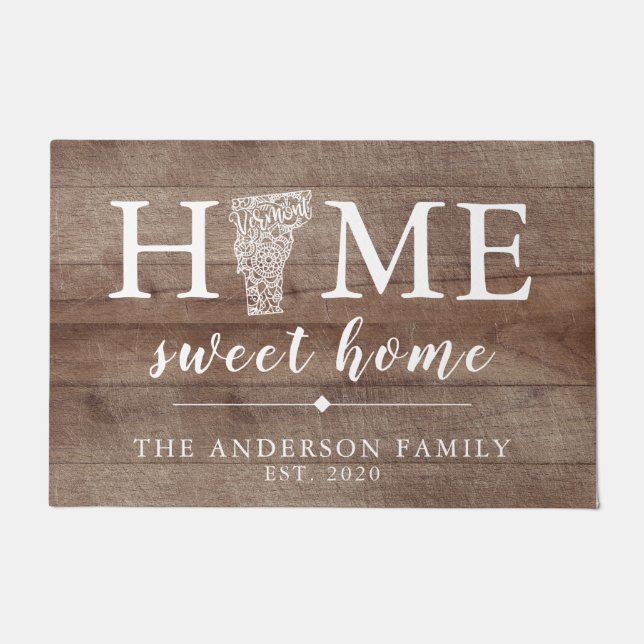 バーモ素朴ントパーソナライズされた州 ドアマット (正面)