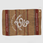 バーラエレガントップいかり航海のボートネームカスタム ゴルフタオル (横)