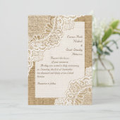 バーラエレガントップの上の素朴な白いコー結婚ナー・レース 招待状 (スタンド正面)