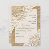 バーラエレガントップの上の素朴な白いコー結婚ナー・レース 招待状 (正面/裏面)