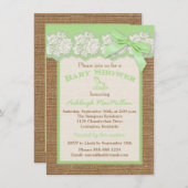 バーラッフェイクプアイボリーレース,グリーンベビーシャワー招待状2 招待状 (正面/裏面)