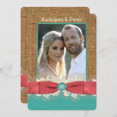 バーラッフェイクプレースボウフォトウェディング招待、アクア2 招待状 (正面/裏面)