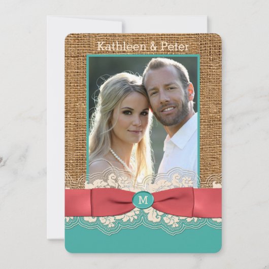 バーラッフェイクプレースボウフォトウェディング招待、アクア2 招待状 (正面)