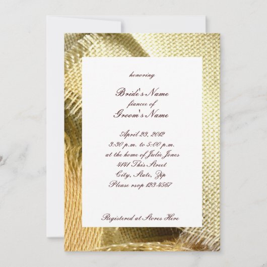 バーラップおよびデイジーの国のブライダルシャワーの招待状 招待状 (正面)