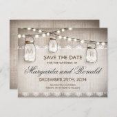 バーラップおよびメーソンジャーは日付カードを救います セーブザデート (正面/裏面)