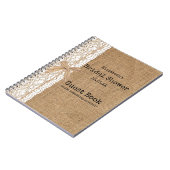 バーラップおよびレースのイメージのブライダルシャワーの来客名簿 ノートブック (左側)