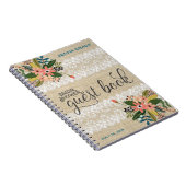 バーラップおよびレースのブライダルシャワーの来客名簿 ノートブック (右側)