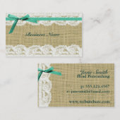 バーラップおよびレースのベージュ真新しい弓ぼろぼろの上品 名刺 (正面/裏面)