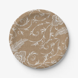 バーラップおよびレースの紙皿 ペーパープレート