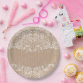 バーラップおよびレースの紙皿 ペーパープレート (パーティー)