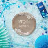 バーラップおよびレースの素朴な国の結婚式 ペーパープレート (パーティー)