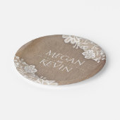 バーラップおよびレースの素朴な国の結婚式 ペーパープレート (アングル)