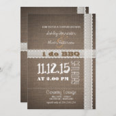 バーラップおよびレースの素朴な国私はBBQをします 招待状 (正面/裏面)