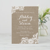バーラップおよびレースの結婚式招待状 招待状 (スタンド正面)