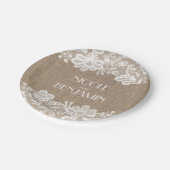 バーラップおよびレースの花のエレガントな結婚式 ペーパープレート (アングル)