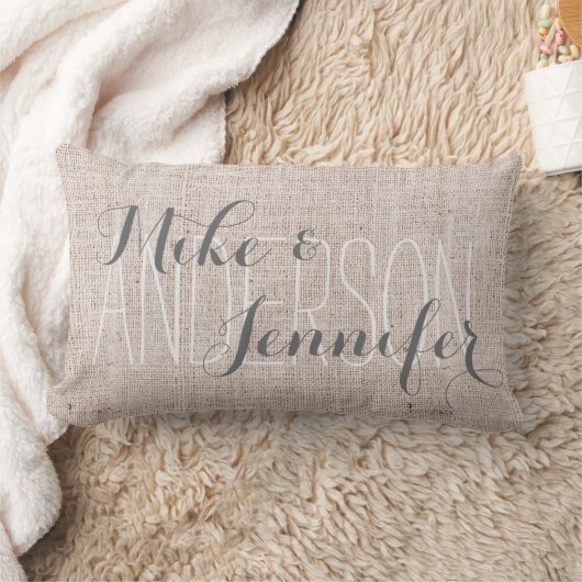 バーラップそっくり結婚式の名前の日付のギフトを個人化して下さい ランバークッション (ブランケット)