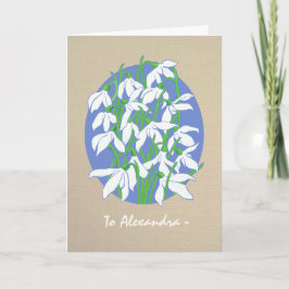 バーラップでの白い雪の雫1月の誕生日カード カード