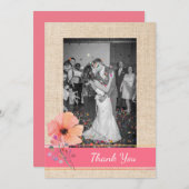 バーラップとコーラルピ結婚ンクのサンキューカード サンキューカード (正面/裏面)
