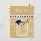 バーラップとネイビーのブルーバラメイスン感謝していジャーユー ポストカード (正面/裏面)