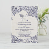 バーラップとネイビーレース |フローラ夫妻結婚の 招待状 (スタンド正面)