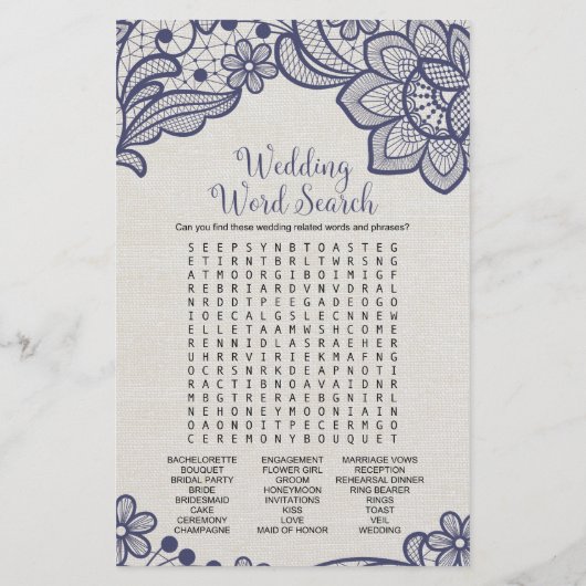 バーラップとネイビーレース"彼は彼女が言った"ゲーム (裏面)