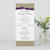 バーラップとパープルボウ結婚式 プログラム (スタンド正面)