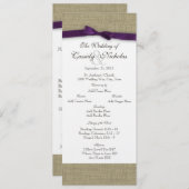 バーラップとパープルボウ結婚式 プログラム (正面/裏面)
