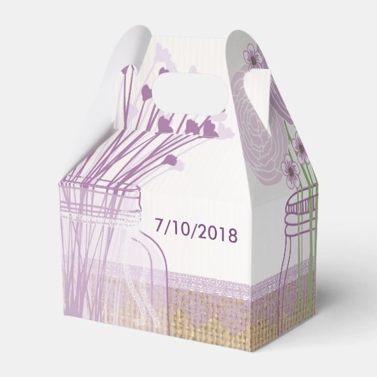 バーラップとパープルメイソンジャー結婚式の引き出物ボックス フェイバーボックス (裏面サイド)