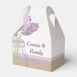 バーラップとパープルメイソンジャー結婚式の引き出物ボックス フェイバーボックス