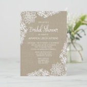 バーラップとフローラレースのブライダルシャワー招待状 招待状 (スタンド正面)