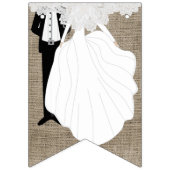 バーラップとホワイトレースのカップルのシャワー バンティングフラッグ (第1の旗)