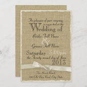 バーラップとボー素朴ズ結婚ライト 招待状 (正面/裏面)