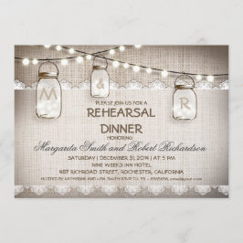 バーラップとメイスンジャースのリハーサルのディナー招待状 招待状
