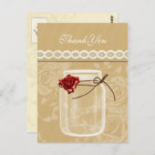 バーラップとレッドローズのメイスン感謝していジャー ポストカード (正面/裏面)