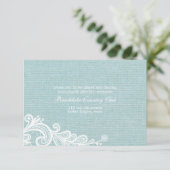 バーラップとレースのウェディングレセプションカード 招待状 (スタンド正面)