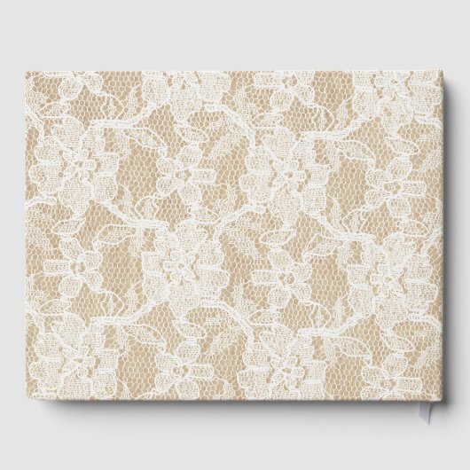 バーラップとレースのネイビーブルーの写真結婚の写真 ゲストブック (裏面)