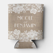 バーラップとレースのヴィンエレガントテージの結婚式 缶クーラー (正面)