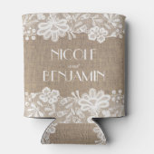 バーラップとレースのヴィンエレガントテージの結婚式 缶クーラー (裏面)