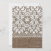 バーラップとレースの写真の卒業 招待状 (裏面)