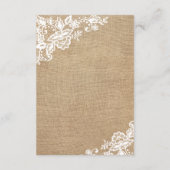 バーラップとレースの国素朴の結婚式 エンクロージャーカード (裏面)
