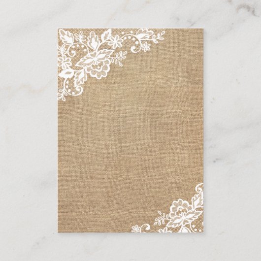 バーラップとレースの国素朴の結婚式 エンクロージャーカード (裏面)