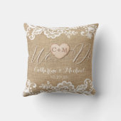 バーラップとレースの国素朴の結婚式 クッション (裏面)