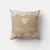 バーラップとレースの国素朴の結婚式 クッション (正面)