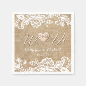 バーラップとレースの国素朴の結婚式 スタンダードカクテルナプキン (正面)