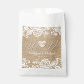 バーラップとレースの国素朴の結婚式 フェイバーバッグ (正面)