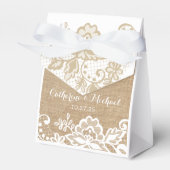 バーラップとレースの国素朴の結婚式 フェイバーボックス (正面サイド)