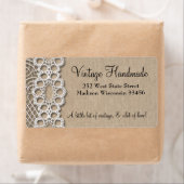 バーラップとレースの素朴住所 シール (インサイチュ)