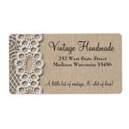 バーラップとレースの素朴住所 シール