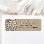 バーラップとレースの素朴住所 シール (インサイチュ)