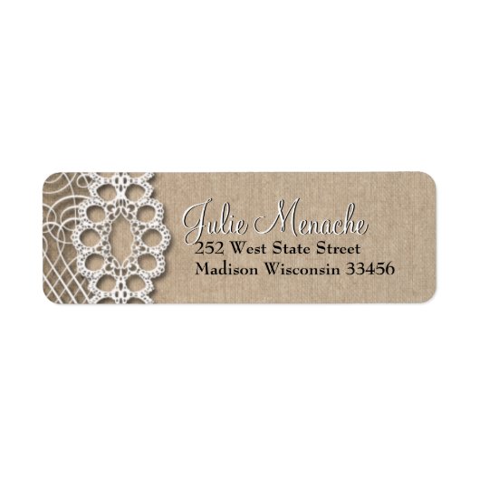 バーラップとレースの素朴住所 シール (正面)